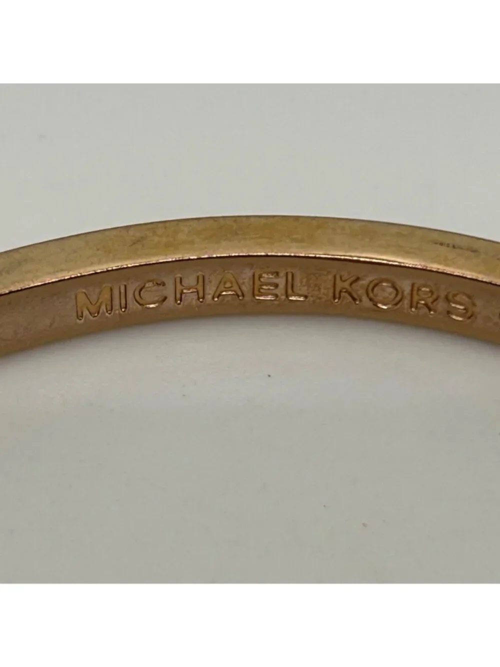 Michael Kors Gold Tone Hinged Bangle Bracelet With Channel Set Crystal Rhineston